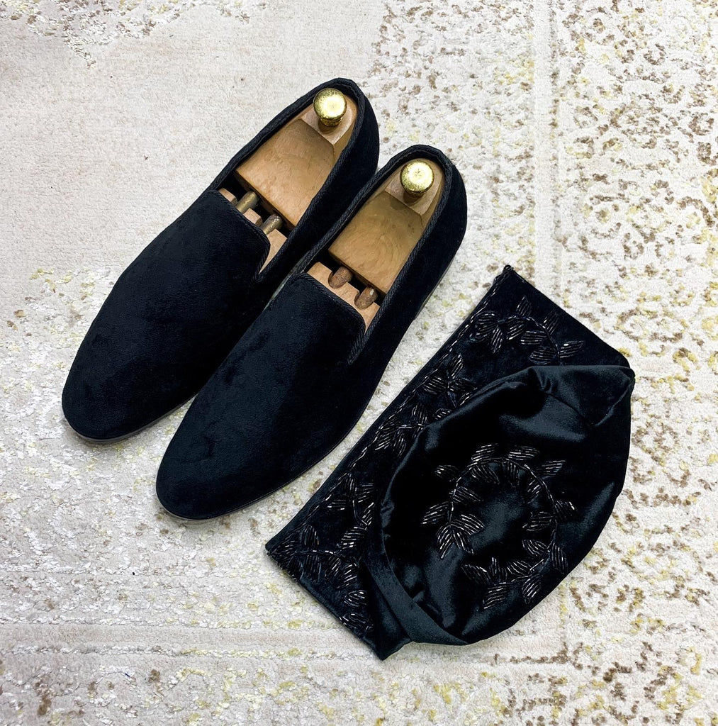 Black Loafers & Hat Set